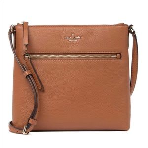 Kate Spade Jackson Top Zip Leather Crossbody Purse Tan